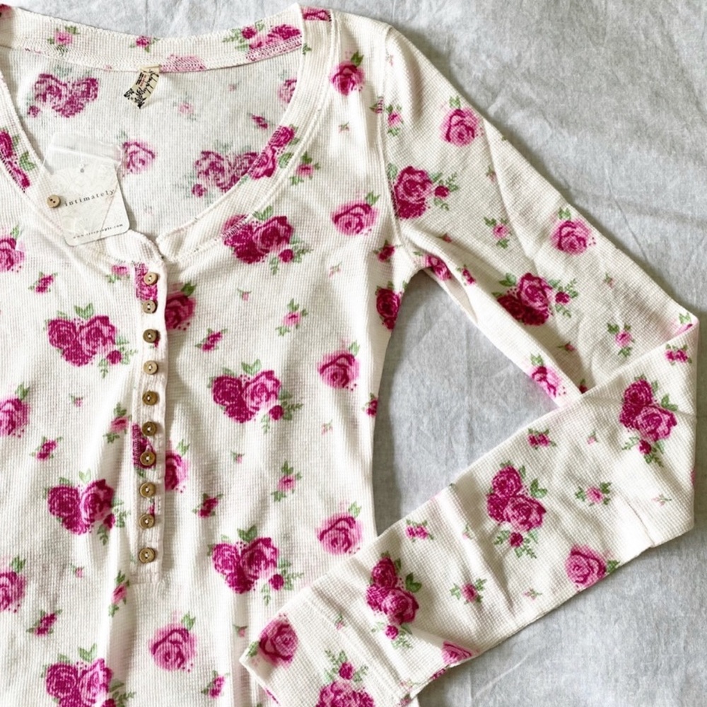 Free People Floral Bodysuit in Cream and Pink